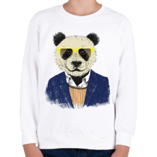 PRINTFASHION Hipster Panda - Gyerek pulóver - Fehér