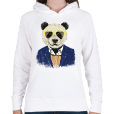 PRINTFASHION Hipster Panda - Női kapucnis pulóver - Fehér női pulóver, kardigán