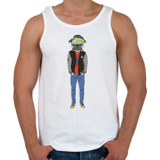 PRINTFASHION Hipster Pug - Férfi atléta - Fehér