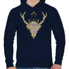 PRINTFASHION Hipster szarvas - Férfi kapucnis pulóver - Sötétkék férfi pulóver, kardigán