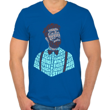 PRINTFASHION Hipszter - Férfi V-nyakú póló - Királykék férfi póló