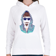 PRINTFASHION Hipszter - Női kapucnis pulóver - Fehér női pulóver, kardigán