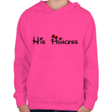 PRINTFASHION His Princess - Gyerek kapucnis pulóver - Fukszia