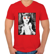 PRINTFASHION Hiszem, ha látom.. - Férfi V-nyakú póló - Piros férfi póló