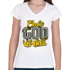 PRINTFASHION Hit - Női V-nyakú póló - Fehér