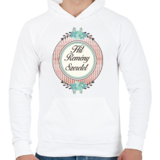 PRINTFASHION Hit, remény, szeretet - Férfi kapucnis pulóver - Fehér férfi pulóver, kardigán