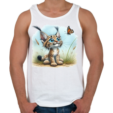 PRINTFASHION Hiúz pillangóval - Férfi atléta - Fehér