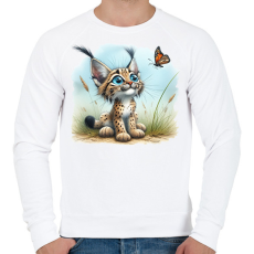 PRINTFASHION Hiúz pillangóval - Férfi pulóver - Fehér