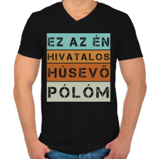 PRINTFASHION Hivatalos húsevő póló - Férfi V-nyakú póló - Fekete