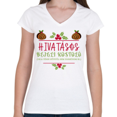 PRINTFASHION Hivatásos bejgli kostoló - Női V-nyakú póló - Fehér