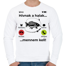 PRINTFASHION Hívnak a halak mennem kell - Férfi pulóver - Fehér férfi pulóver, kardigán