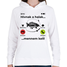 PRINTFASHION Hívnak a halak mennem kell - Női kapucnis pulóver - Fehér