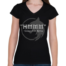 PRINTFASHION HMM - Geralt - Női V-nyakú póló - Fekete női póló