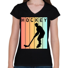 PRINTFASHION Hockey - Női V-nyakú póló - Fekete női póló