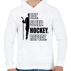 PRINTFASHION Hockey, repeat - Férfi kapucnis pulóver - Fehér
