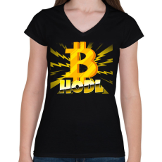 PRINTFASHION HODL 2 - Női V-nyakú póló - Fekete