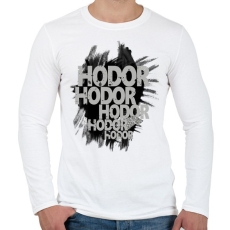 PRINTFASHION HODOR - Férfi hosszú ujjú póló - Fehér