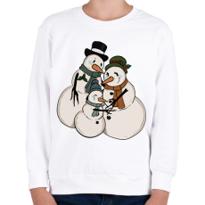 PRINTFASHION Hóember család - Gyerek pulóver - Fehér