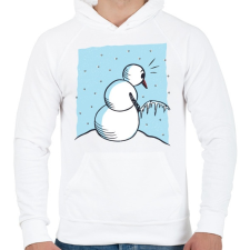 PRINTFASHION Hóember - Férfi kapucnis pulóver - Fehér férfi pulóver, kardigán