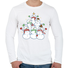 PRINTFASHION Hóember karácsonyfa - Férfi hosszú ujjú póló - Fehér