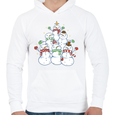 PRINTFASHION Hóember karácsonyfa - Férfi kapucnis pulóver - Fehér férfi pulóver, kardigán