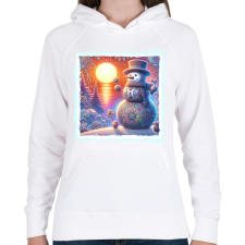 PRINTFASHION Hóember - Női kapucnis pulóver - Fehér női pulóver, kardigán