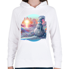PRINTFASHION Hóember - Női kapucnis pulóver - Fehér női pulóver, kardigán