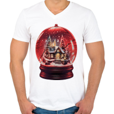 PRINTFASHION Hógömb - Férfi V-nyakú póló - Fehér férfi póló