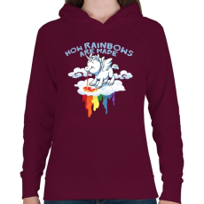 PRINTFASHION Hogyan készül a szivárvány - Női kapucnis pulóver - Bordó