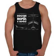 PRINTFASHION Hogyan repül a levegő - Férfi atléta - Fekete atléta, trikó