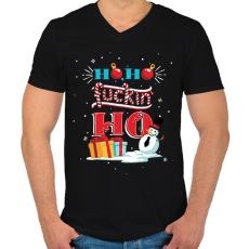 PRINTFASHION Hoho fuckin ho - Férfi V-nyakú póló - Fekete