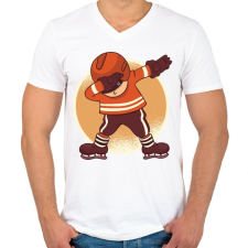 PRINTFASHION Hokis dab - Férfi V-nyakú póló - Fehér férfi póló