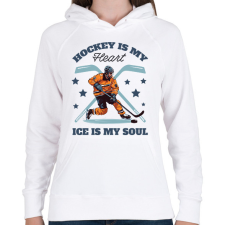 PRINTFASHION Hokista szív - Női kapucnis pulóver - Fehér női pulóver, kardigán