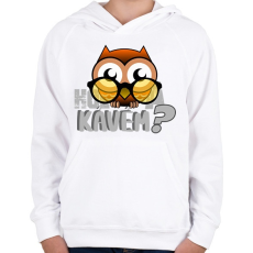 PRINTFASHION hol a kávém owl 1 - Gyerek kapucnis pulóver - Fehér