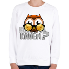 PRINTFASHION hol a kávém owl 1 - Gyerek pulóver - Fehér gyerek pulóver, kardigán