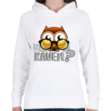 PRINTFASHION hol a kávém owl 1 - Női kapucnis pulóver - Fehér női pulóver, kardigán