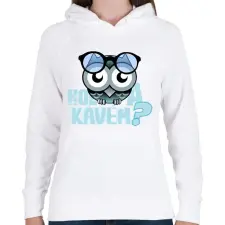 PRINTFASHION hol a kávémowl - Női kapucnis pulóver - Fehér női pulóver, kardigán