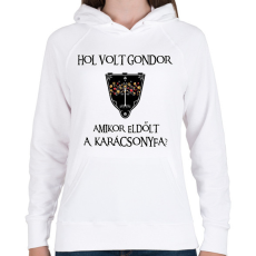 PRINTFASHION Hol volt Gondor? (karácsonyfa) - Női kapucnis pulóver - Fehér