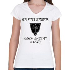 PRINTFASHION Hol volt Gondor? (kávé) - Női V-nyakú póló - Fehér női póló