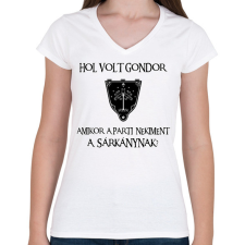 PRINTFASHION Hol volt Gondor? (sárkány) - Női V-nyakú póló - Fehér női póló