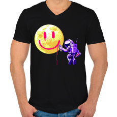 PRINTFASHION Hold smile - Férfi V-nyakú póló - Fekete