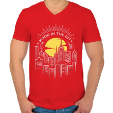 PRINTFASHION Holdfény  - Férfi V-nyakú póló - Piros