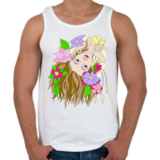 PRINTFASHION Hölgy virágokkal - Férfi atléta - Fehér atléta, trikó