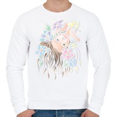 PRINTFASHION Hölgy virágokkal - Férfi pulóver - Fehér