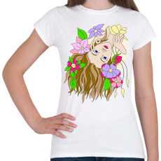 PRINTFASHION Hölgy virágokkal - Női póló - Fehér