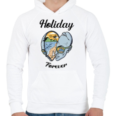 PRINTFASHION Holiday forever - Nyaralás - Férfi kapucnis pulóver - Fehér