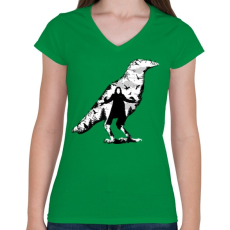 PRINTFASHION Holló - Női V-nyakú póló - Zöld
