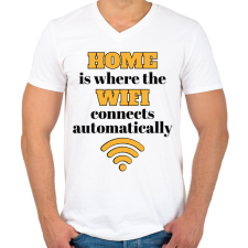 PRINTFASHION Home is where - Férfi V-nyakú póló - Fehér férfi póló