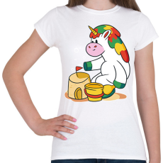 PRINTFASHION Homokozó unikornis - Női póló - Fehér