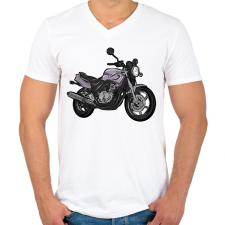 PRINTFASHION Honda Cb 500 y pc32szürke - Férfi V-nyakú póló - Fehér férfi póló
